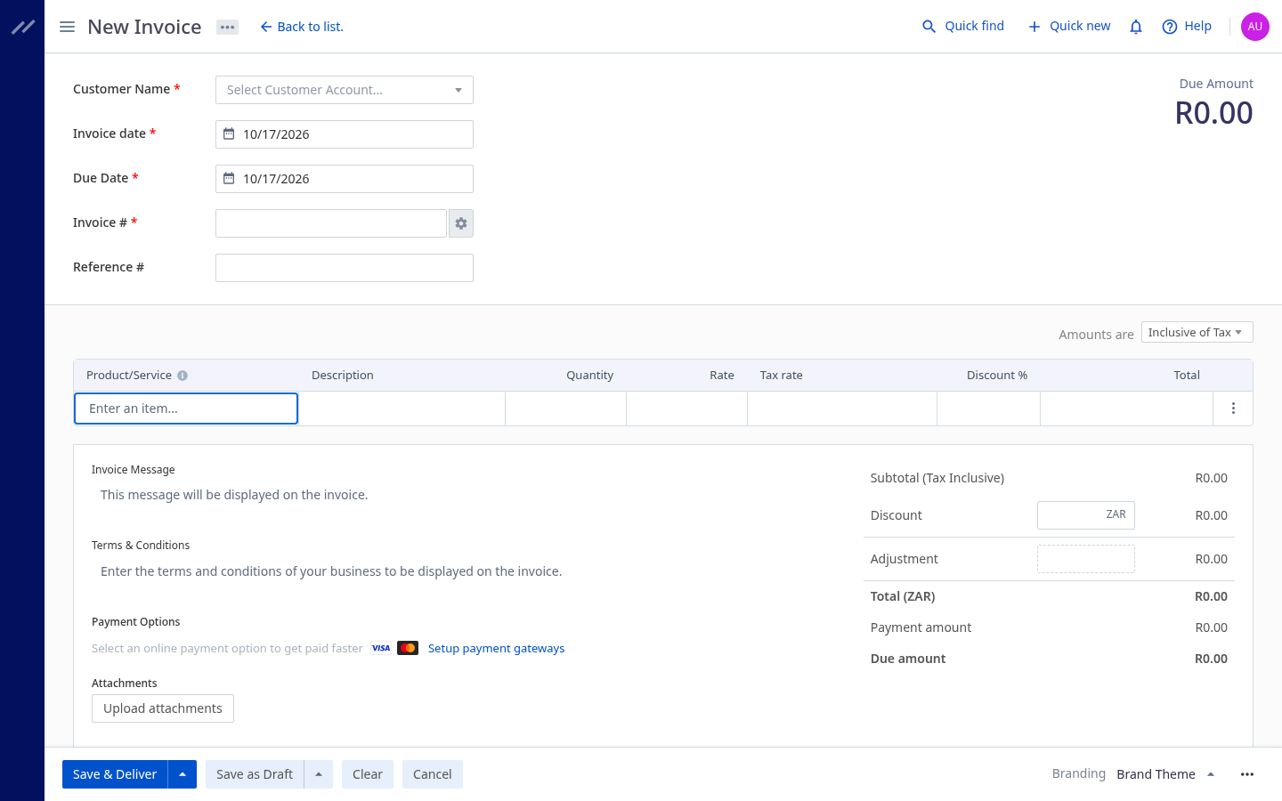 Creating an invoice