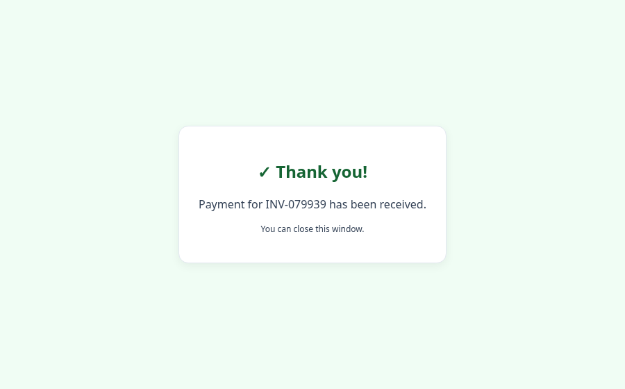 Confirmation after payment