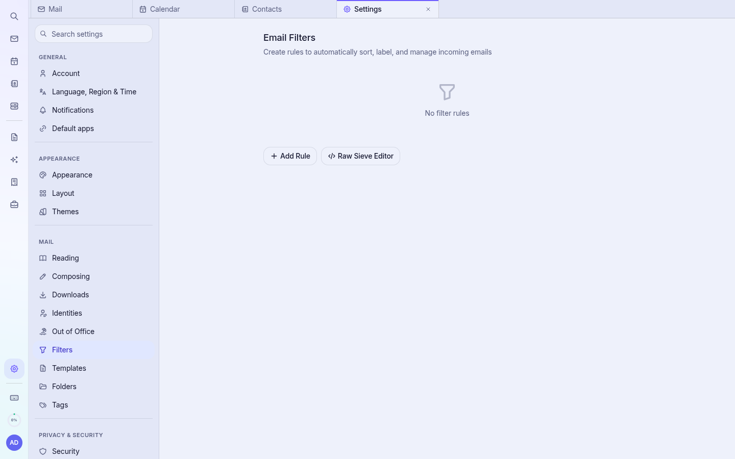 Settings › Filters
